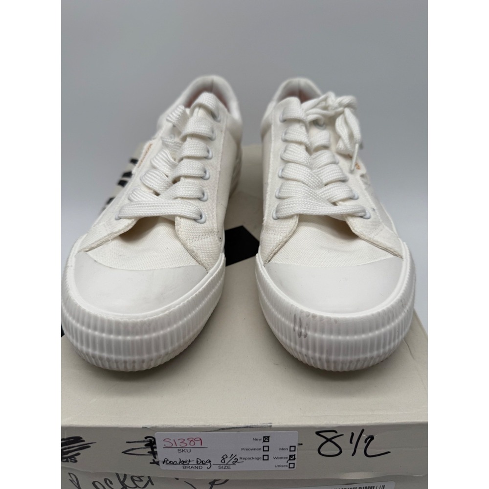 Rocket Dog Cheery Sneaker Womens 8.5 White Canvas Comfort Plush Foam S1389